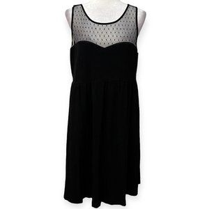 Torrid 18 Black Mesh Polka Dot lllusion Neckline Midi Dress Plus Size Cocktail
